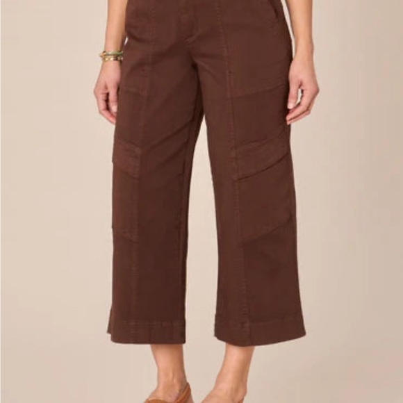 Ab"solution Skyrise Double Button Wide Leg Crop Utility Pants - Picture 2 of 4